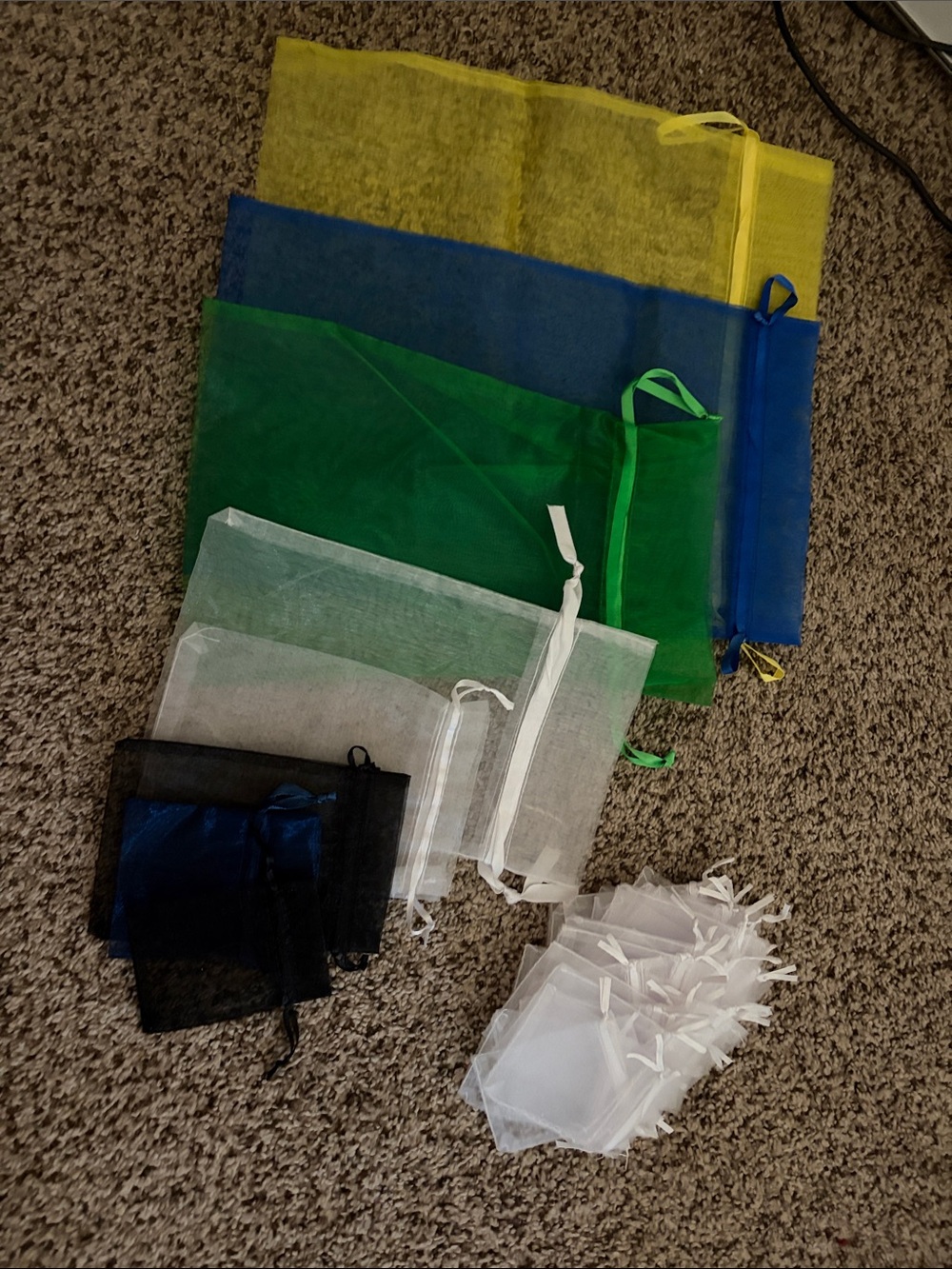 Multi color/size Organza bags
